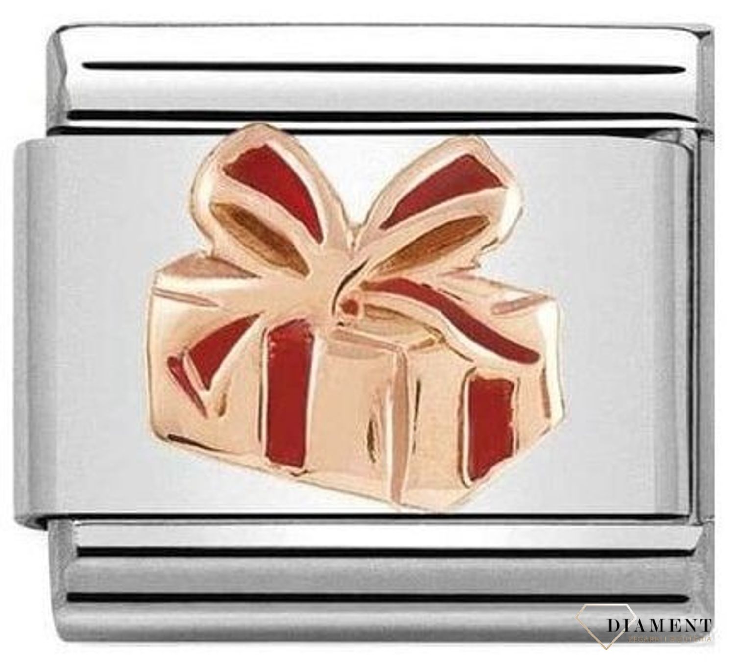 Nomination Link 9K zawieszka różowe złoto 'Czerwony prezent' 430203 03 biżuteria nomination nomination zawieszki nomination baza.jpg